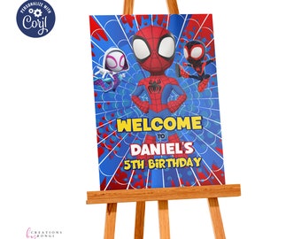 Spidey Welcome Sign/ Digital file/ Edit yourself on Corjl