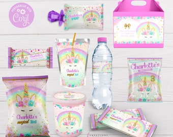 Unicorn Birthday Bundle/ Editable Files/ 9 files