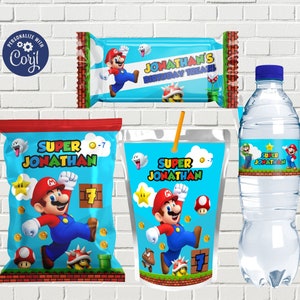 Super Mario Chip Bag/Super Mario Water Bottle Label/Super Mario  Caprisun Label/ Super Mario party/Super Mario Birthday/ 4 Item Bundle