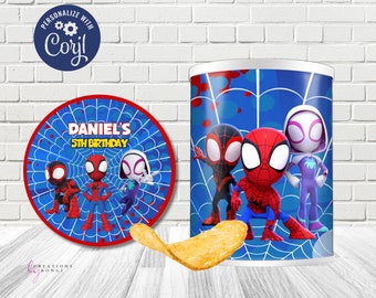 Spidey and his Amazing Friends Pringles Label/ Editable File/Spidey Birthday