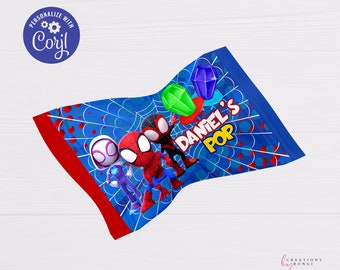 Spidey and his amazing friends Ring Pop Wrapper/ Spidey and his amazing friends Birthday/ Spidey and his amazing friends Party/Editable