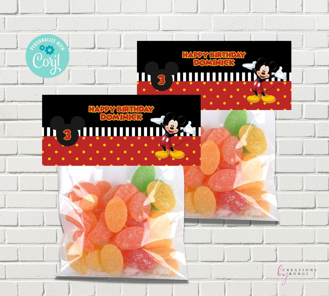 Mickeymouse Candy Bag Topper/ Mickey Mouse Treat Bag Topper - Etsy