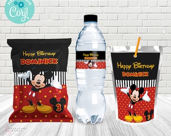 Micky Maus Party Bundle / Micky Maus Chip Tasche / Micky Maus Caprisun Etikett / Micky Maus Wasser Etikett