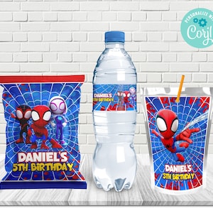 Spidey and his Amazing Friends Chip Bag/Spidey Water Bottle Label/Spidey Caprisun Label/ Spidey party/ Spidey Birthday Bundle