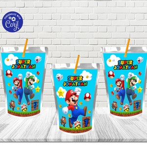 スーパーマリオ カプリサン ラベル、スーパーマリオブラザーズ ジュース ラベル/編集可能なデジタル ファイル/スーパーマリオ パーティー