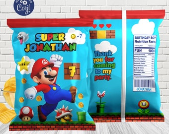 Super Mario chip bag, treat bag/ Digital file
