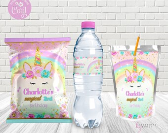 Unicorn Bundle/ Unicorn Chip Bag/ Unicorn Caprisun Label /Unicorn Water Label