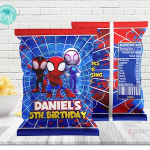 Spidey and his amazing friends chip bag, Spidey and his amazing friends treat bag/ Digital file
