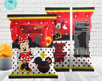 Minnie Mouse Chip Bags/ Editable/Digital download