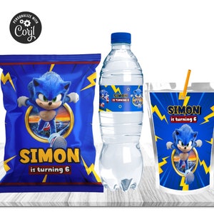 Hedgehog Chip Bag/Hedgehog Water Bottle Label/Hedgehog Caprisun Label/ Sonic party/Sonic Birthday Bundle