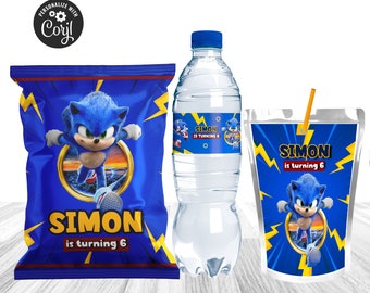 Hedgehog Chip Bag/Hedgehog Water Bottle Label/Hedgehog Caprisun Label/ Sonic party/Sonic Birthday Bundle