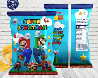 Mario Bros chip bag, treat bag/ Digital file