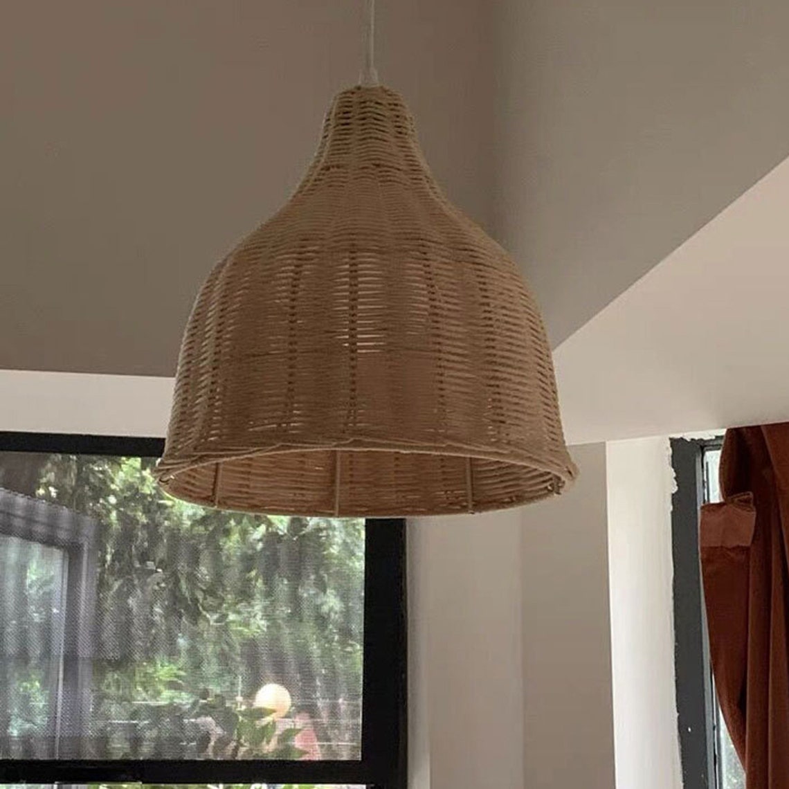 Woven Light Wicker Lamp Shades Rattan Lampshade Ceiling Light Etsy UK
