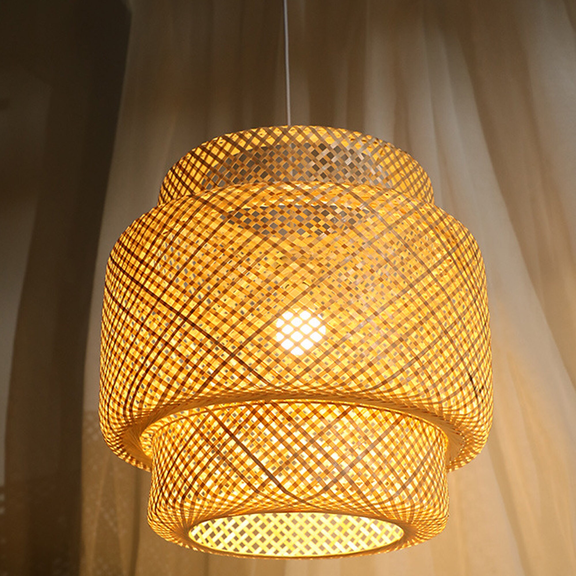 Rattan Lampshade Handmade Light Lampshade Outdoor Light Round Etsy