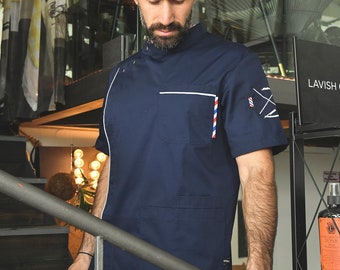 Navy Blue Barber's Smock by Ergostyl