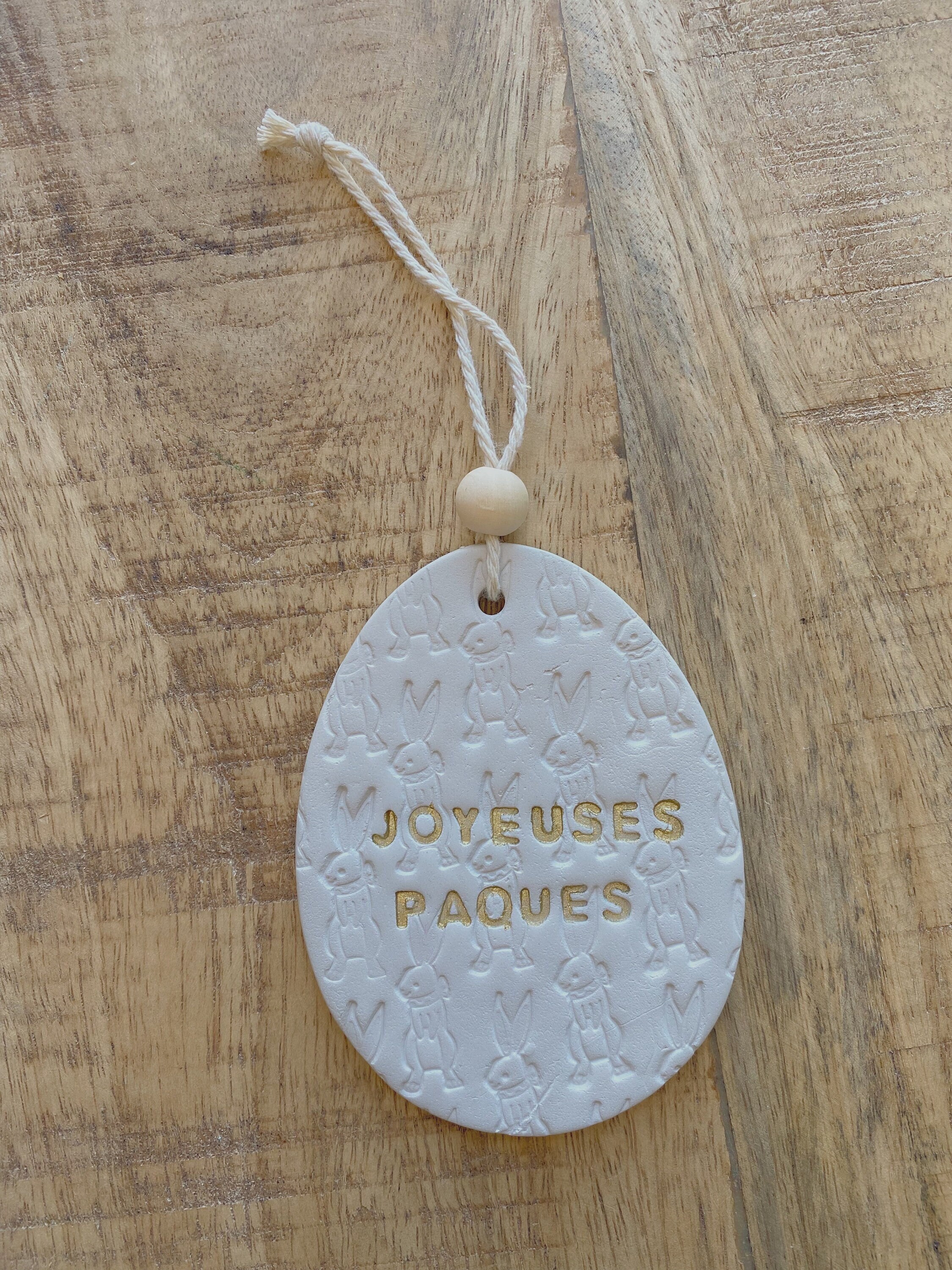 Suspension Joyeuses Pâques - Fond Lapin