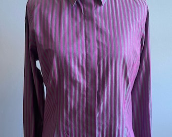 トップス 80s Thomas Pink VINTAGE COTTON SHIRTS Vintage THOMAS PINK Broadcloth Cotton Red & Blue Striped Dress