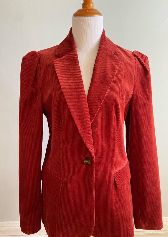 Vintage-Look Damen Cordjacke mit plissierten Ärmelkappen