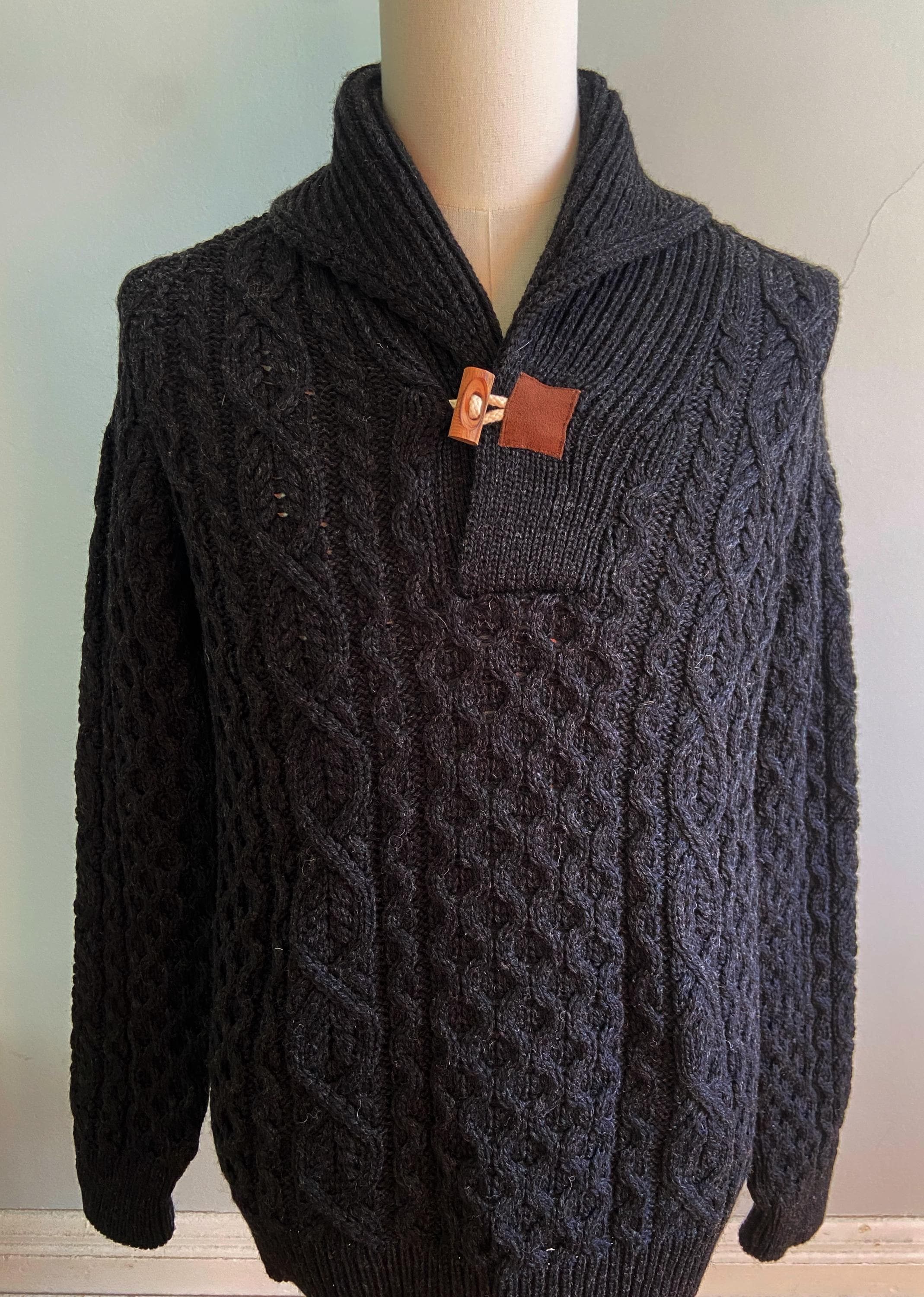 Pull Femme Peregrine XXL - 100% Laine - Gris Bleuté - Motif Câble - 1/4 Zip - Occasion Parfait état