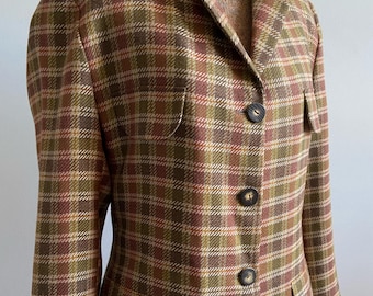 Veste vintage 90's « Paul Stuart » en laine pour femmes à carreaux
