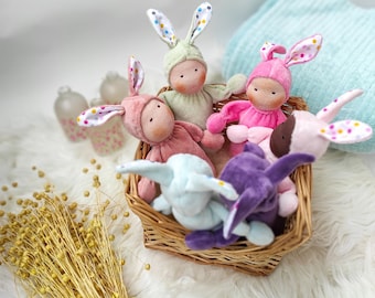Easter bunny waldorf,  Pocket Waldorf Bunny - Handcrafted Sleep Toy - Wool Filled Comfort Doll