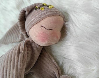 Poupée Waldorf pour dormir, Poupée de 13,70 inç 35 cm, Première poupée, Cadeau adapté aux enfants, Baie de couchage, Poupée cadeau pour nouveau-né