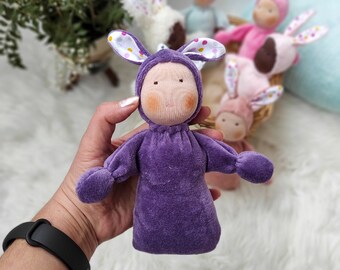 Little Bunny Waldorf doll, Easter Soft Doll,Best Handmade Easter Gift  Pocket baby doll,