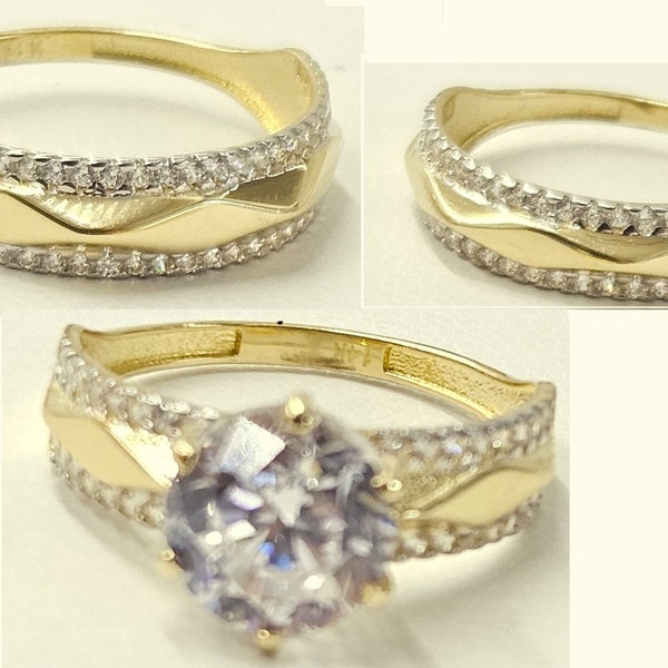 This Gold Trio Wedding Set exudes charm, crafted by top goldsmiths, meet high-quality standards. Excellent finish and an overall elegance.