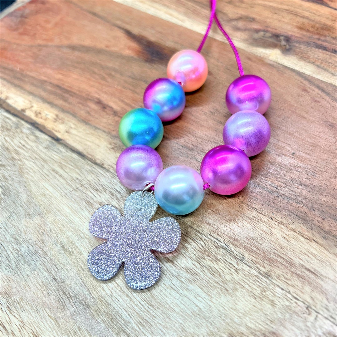Bubblegum Beads Necklace DIY Kit Flower Pendant Etsy
