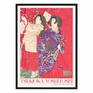 Japanese Geisha Art Print - Tsukioka Yoshitoshi Wood for the Plum Tree - Traditional Ukiyo-e Print with Optional Frame