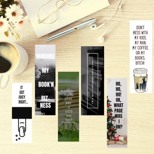 Set of Bookmarks, 6 Handmade Paper Bookmarks, Reader Gift, Gift under 15, Book Lover, Reader Gift. Black Friday, Christmas
