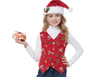 Christmas Holiday Vest with Hat - Child's