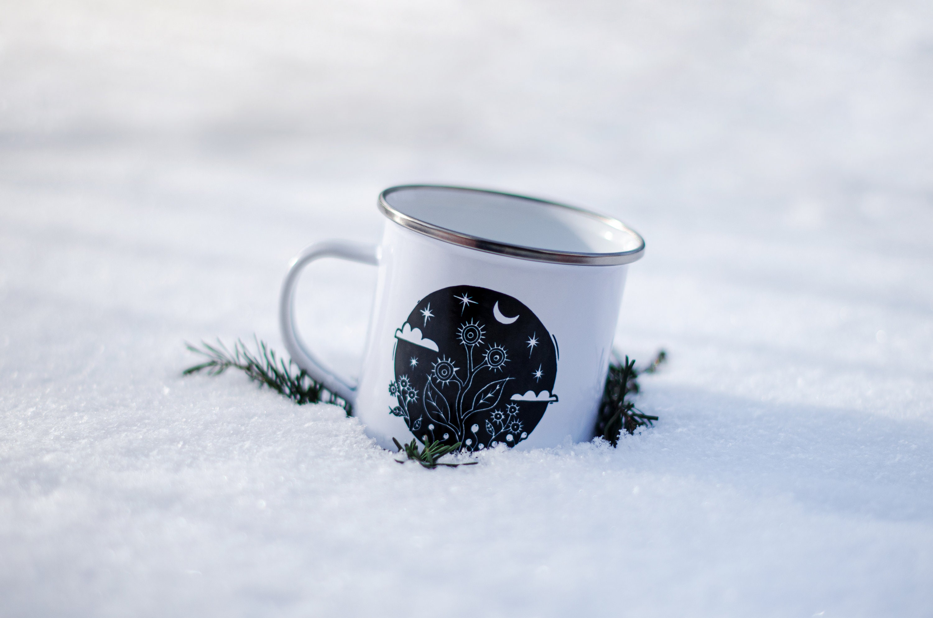 Mug Botanique en Émail Linoprint Plantes de Nuit