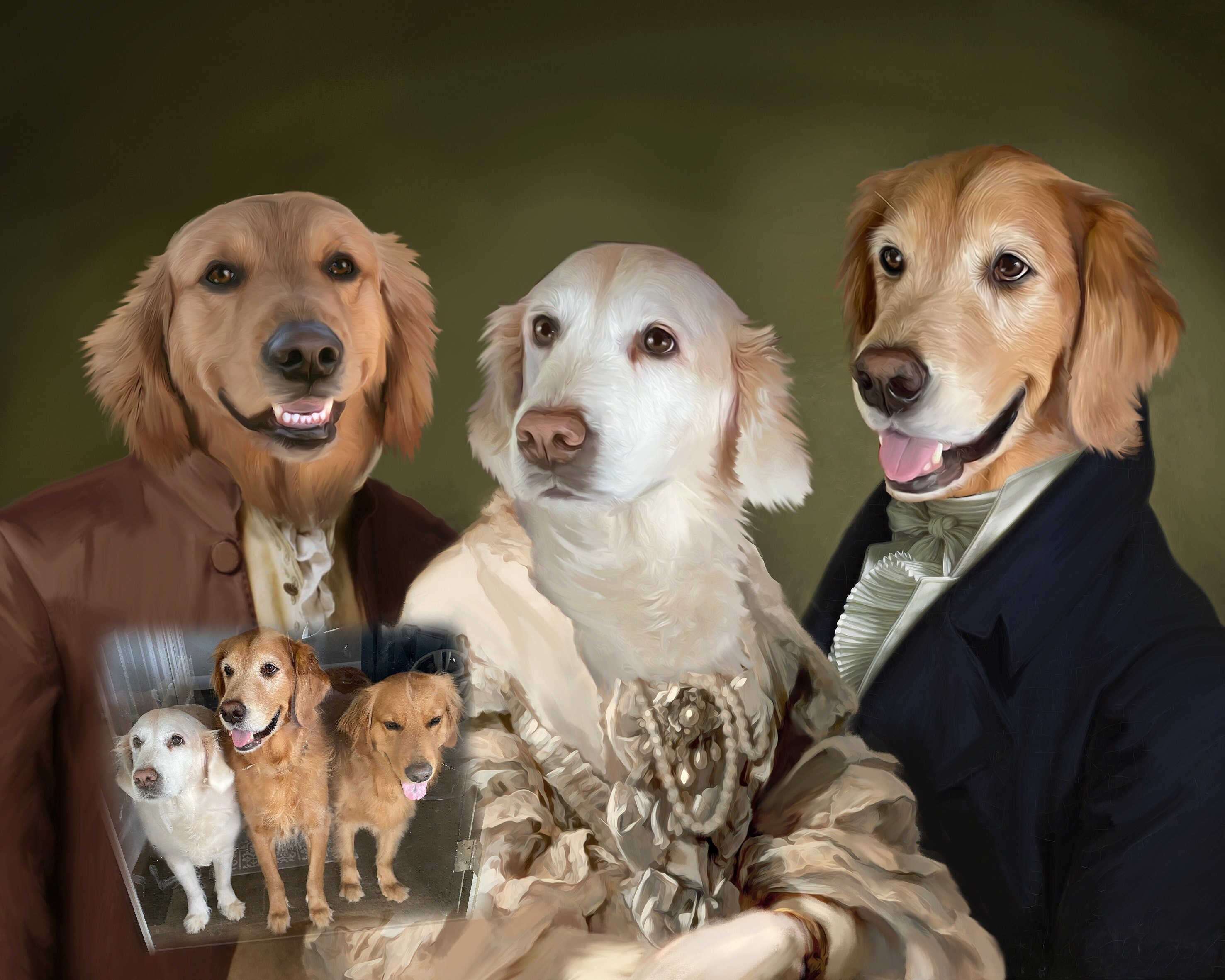 Portrait de Chien Regal Groupe Personnalisé Pour Les Amoureux Des Animaux Compagnie