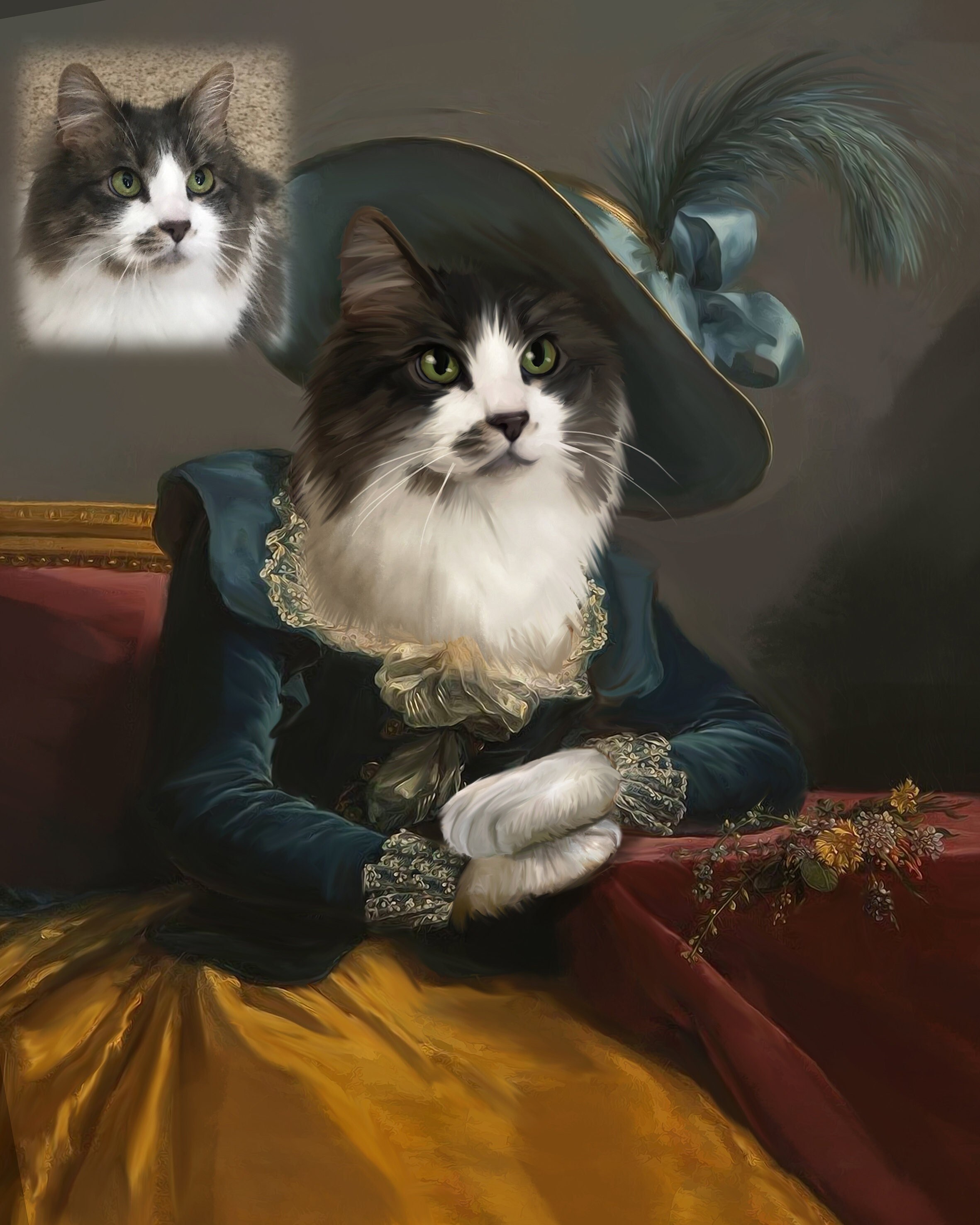 Portrait De Chat En Costume D Epoque Portrait de chat costume - Etsy France