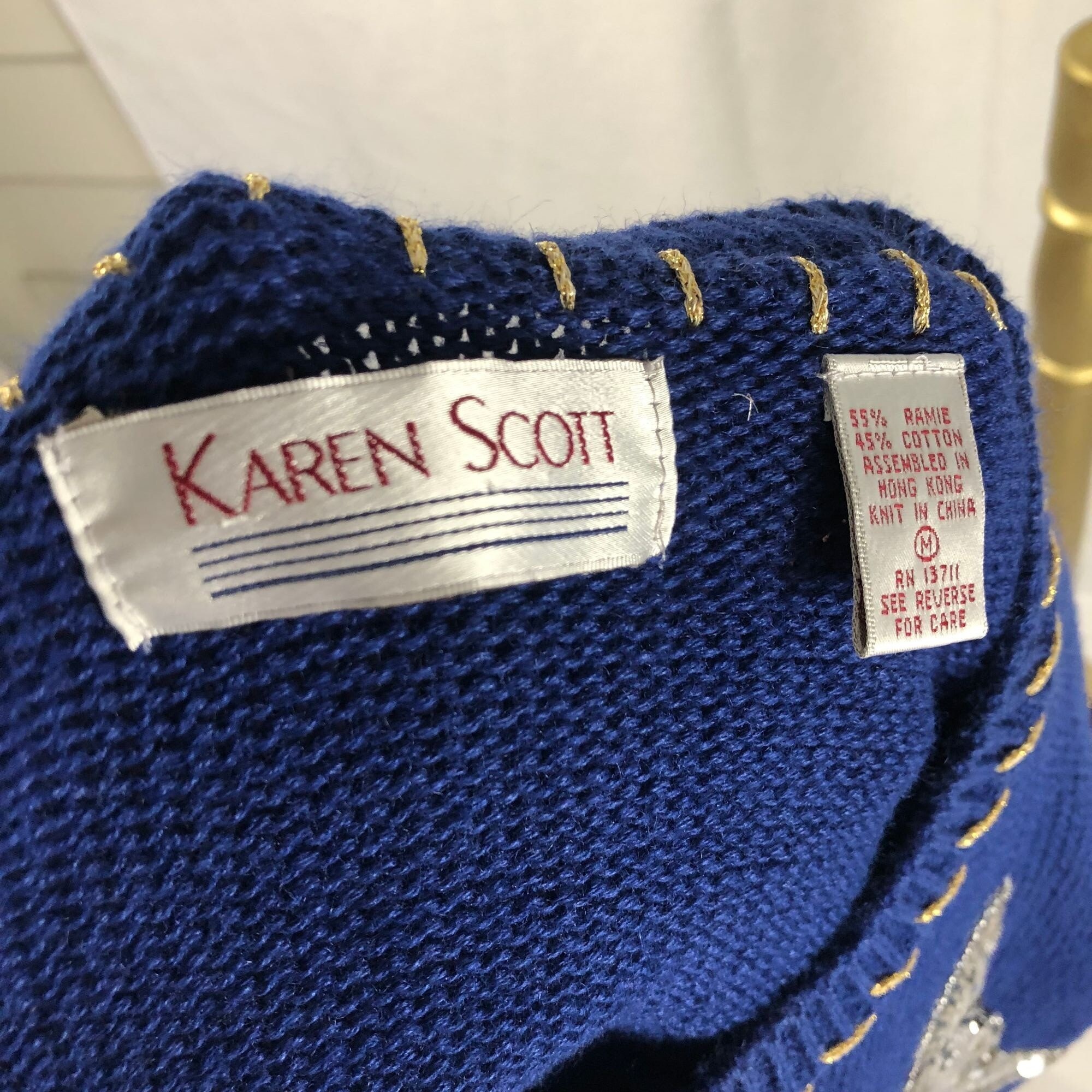 Vintage Karen Scott Long Sleeve Long Sweater Sequins Size Medium