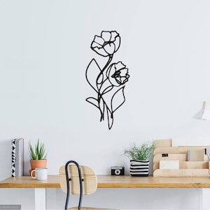 Metal Poppy Cutout Minimal Wall Hanging Flower