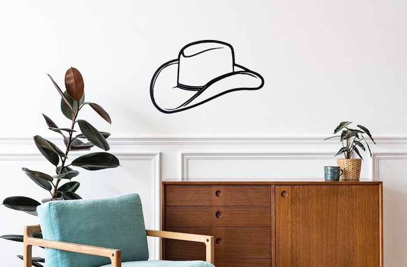 Metal Cowboy Hat Cutout Wall Hanging Western Decor - Etsy