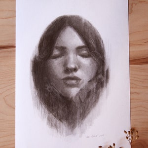 Obra original a grafito en blanco y negro. Retrato, lápiz, graphite, black and white, unique, original piece.