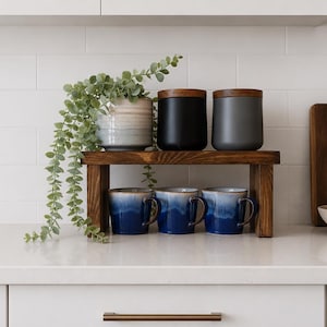 Handcrafted Wooden Worktop Raised Shelf – Rustic Kitchen Storage & Display Stand