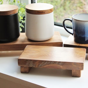 Wooden Countertop Tray made from reclaimed wood. Rustic wooden display riser.