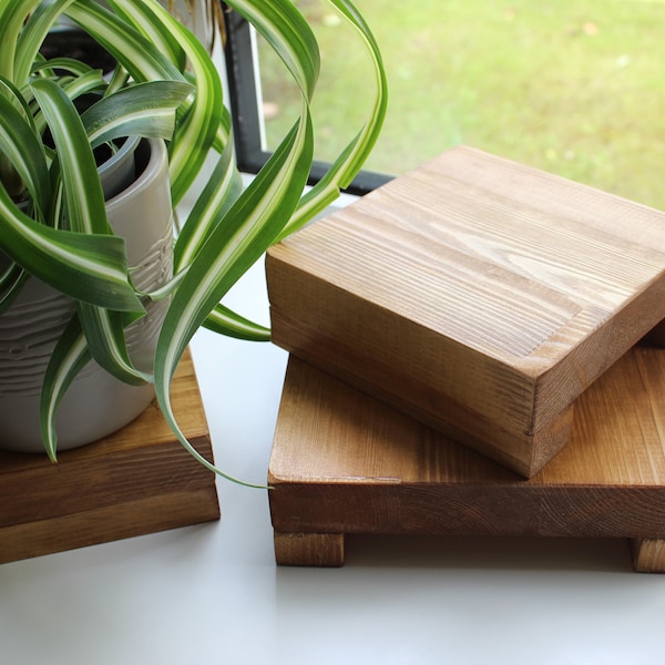 Wood plant stand| Handmade square display shelf for your ornaments