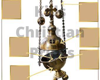 May include: A detailed illustration of a censer, a religious incense burner, with text that reads "The Censer." The censer is suspended by chains and features a cross and decorative spheres. The image includes text from Malachi 1:10-11.