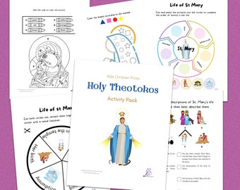 May include: An 18-page activity pack for kids featuring the Holy Theotokos. The pack includes coloring pages, cut-and-paste activities, and a life of St. Mary timeline.