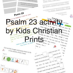 Psalm 23 bible memorization kids sunday school christian homeschool printable digital orthodox the lord is my shepherd prayer