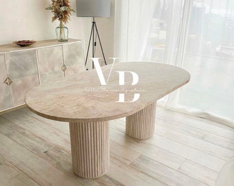 Travertine dining table, Dining Table, Travertine table, Oval travertine table, Marble table, Natural dining table, Modern dining table,