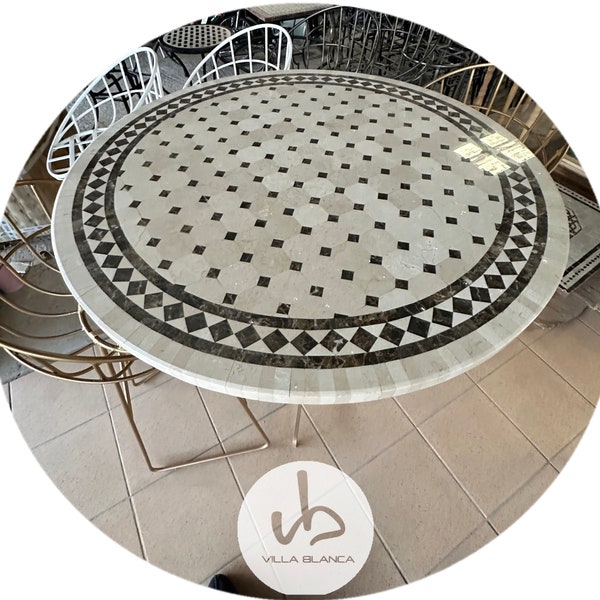 Round marble dining table, Round marble coffee table, Round marble table, Marble table, Marble end table, Bistro table, Moroccan handmade