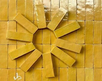 2 x 6 Yellow Handmade Moroccan Zellige Tile, Terracotta tile, Backsplash tile, Handmade Moroccan Bejmat Terracotta, Bejmat Floor Tiles