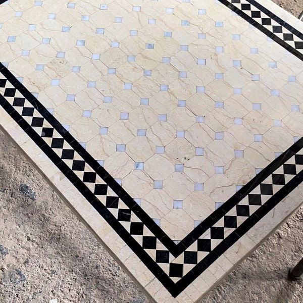 Marble table, Marble end table, Marble coffee table, Marble dining table, Moroccan tiles table, unique end table, Handmade marble table