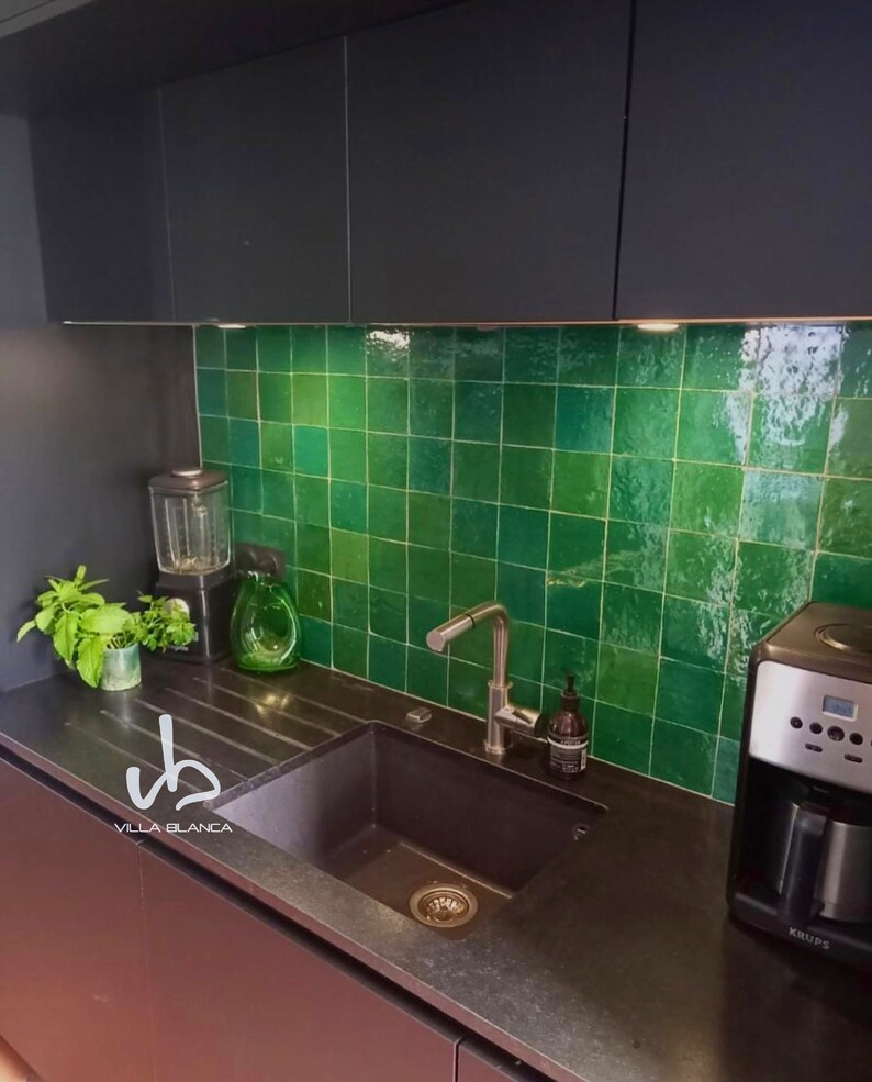 4x4 Moroccan Green Mosaic Tile Backsplash Tiles Green Etsy